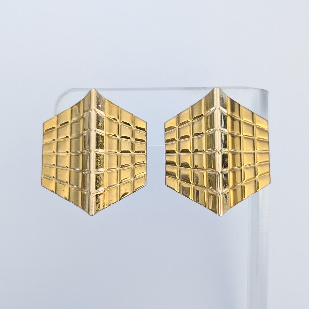 Vintage Clip On Earrings Stylish & Fashionable Unusual Gold Tone Statement